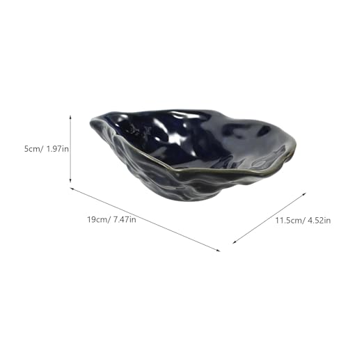 Ceramic Oyster Shell Plate 7.5" Azure Glaze Irregular Fruit Tray Salad Dessert Serving Dish for Kitchen Dining and Food Display