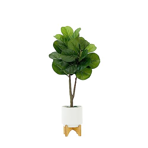 Nearly Natural 33in. Artificial Fiddle Fig with Stand Planter