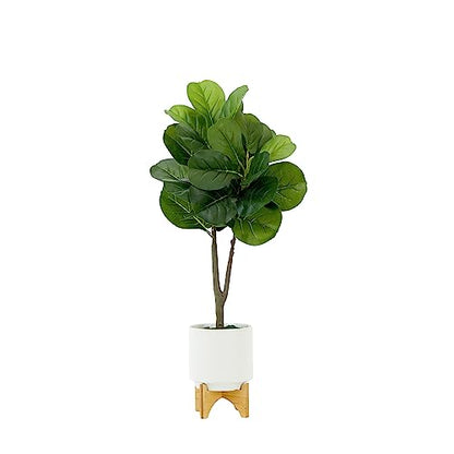 Nearly Natural 33in. Artificial Fiddle Fig with Stand Planter