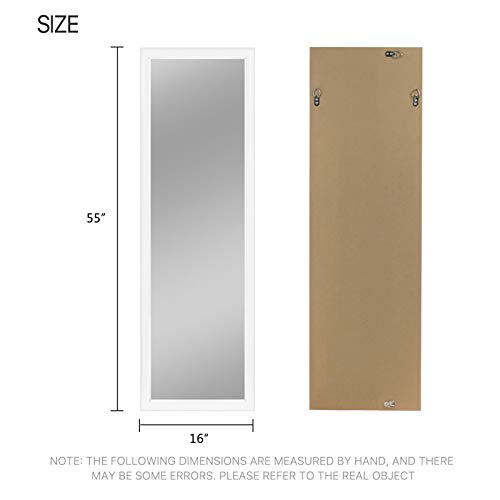 NeuType Full Length Mirror Wall Mirror Wall Mounted Hanging Mirror Bedroom Bathroom Living Room (White (55" x 12")) - color: White, size: 55"L x 12"W