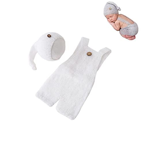 Fashion Cute Newborn Boy Girls Baby Costume Outfits Photography Props Hat Pants - color: Off-white