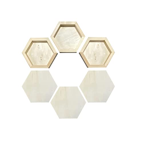 6 Pieces 6'' x 7'' Unfinished Wooden Hexagon Painting Panel Boards for Crafts, Blank Wood Canvas Panels for Pouring Art