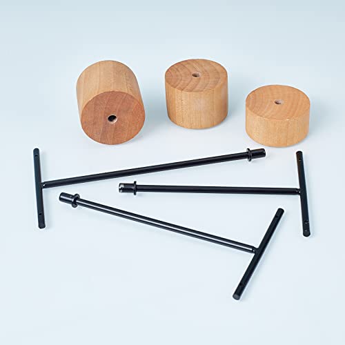 FINGERINSPIRE Black Metal 3 Pcs T Bar Earring Display Stand with Wooden Base Jewelry Holders Hanging Jewelry Organizer for Store Retail Photography Props【Black- Round Base, 5.7&4.9&3.9 Inch Height】 - color: Black- Round Base, 5.7&4.9&3.9 Inch Height