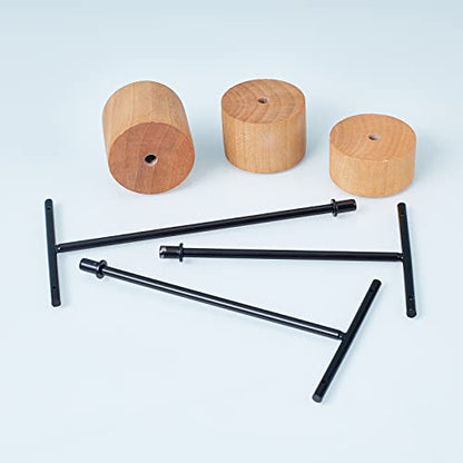FINGERINSPIRE Black Metal 3 Pcs T Bar Earring Display Stand with Wooden Base Jewelry Holders Hanging Jewelry Organizer for Store Retail Photography Props【Black- Round Base, 5.7&4.9&3.9 Inch Height】 - color: Black- Round Base, 5.7&4.9&3.9 Inch Height