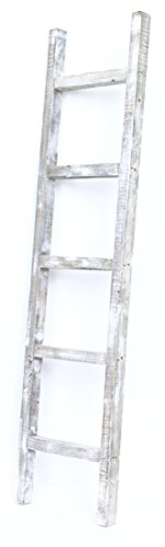 BarnwoodUSA Rustic Farmhouse Decorative Ladder - Our 6 ft Ladder can be Mounted Horizontally or Vertically and is Crafted from Upcycled Wood | No Assembly Required | White - color: White Wash, size: 60"H x 15"W x 1.63"D