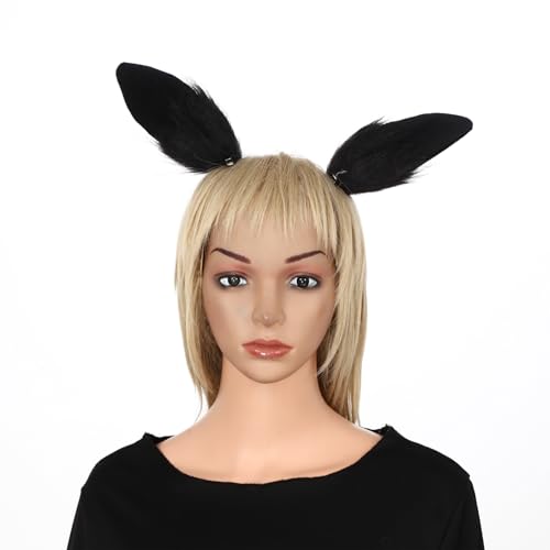 Easter Bunny Ears Hair Clips Rabbit Ear Headwear for Halloween Carnival Party Black One Size - color: Black