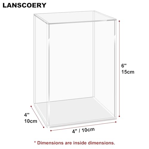 LANSCOERY Acrylic Display Case, Assemble Small Showcase Display Box for Collectibles, with Dustproof & Seamless Display Design, 4x4x6inch White Base - color: White, size: 4x4x6inch; 10x10x15cm