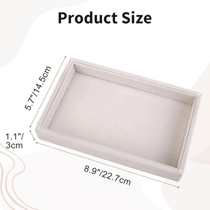 9" x 5.7" Velvet Jewelry Tray Jewelry Display Tray, Stackable Empty Plate Trays for Earrings Necklaces Bracelet Rings Display Showcase - Beige - color: Beige, size: Flat Tray 9"x5.7"
