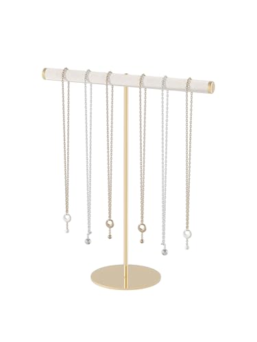 Pangkeep T-Bar Necklace Holder,Jewelry Chains Display Stand for Selling,Velvet Necklace Organizer Stand for Show,Jewelry Tower Tree (Beige) - color: Beige