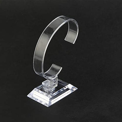 GSHLLO 2 Pcs Clear Acrylic Watch Display Stands C Shape Display Holder Bangle Bracelet Display Racks Wrist Jewelry Show Stand Showcases for Home Shop Use