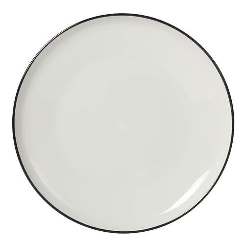 Gibson Home Havenstone 12-Piece Porcelain Dinnerware Set – Dinner Plates, Salad Plates & Bowls, Classic White With Black Rim Everyday Dish Set for Home, Kitchen, Microwave & Dishwasher Safe - color: White w/ Black Rim (Havenstone)