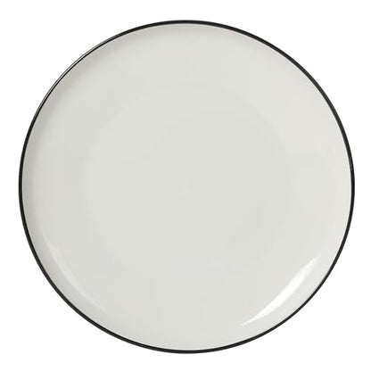 Gibson Home Havenstone 12-Piece Porcelain Dinnerware Set – Dinner Plates, Salad Plates & Bowls, Classic White With Black Rim Everyday Dish Set for Home, Kitchen, Microwave & Dishwasher Safe - color: White w/ Black Rim (Havenstone)