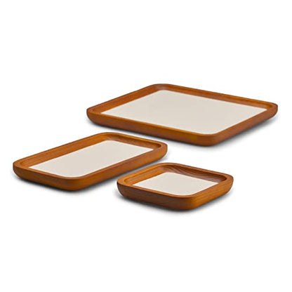 Oirlv Solid Wood Jewelry Display Tray Small Jewelry Tray Rings Earrings Bracelets Necklace Holder Organizer (Rectangle, Creamy-white) - color: Creamy-white, size: 7.08"x 3.93"x 0.59"