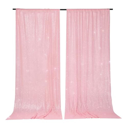 PartyDelight Pink Sequin Backdrop Curtains 2 Panels 5Ft x 10Ft Photograph Back Drop Wedding Curtain Special Events - color: Pink, size: 60"W x 120"L (Pack of 2)