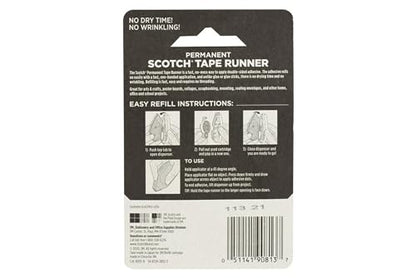 Scotch Double Sided Adhesive Tape Runner Permanent Refill, Photo Safe, 0.31 x 49 Feet (6055-R) (Pack of 2) - size: 49 Foot (Pack of 2)