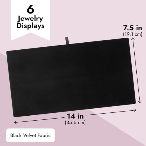 Juvale Black Velvet Jewelry Display Trays - Multipurpose Ring Display & Bracelet Holder - Soft Velvet Surface & Plush Boards - Space-Saving Stackable Jewelry Trays - Pack of 6, 14 in, Rectangular