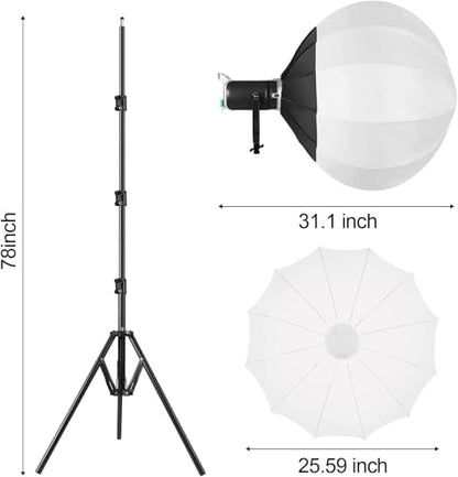 GVM 200W LED Video Light with Lantern Softbox, SD200D Photography Studio Lighting Kit with Bluetooth/DMX Control, 93000lux@0.5m 3200K-5600K Bi-Color Continuous Output Lighting for YouTube - size: 200w
