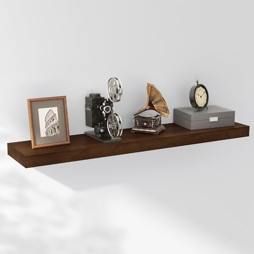 Axeman Floating Shelves, 8 Inch Deep Modern Solid Wood Wall Shelves for Storage, Wall Mounted Display Shelving with Invisible Heavy-Duty Metal Bracket, 36" W x 8" D x 1.57" H, Walnut Finish - color: Special Walnut, size: 36" W, 1-Pack