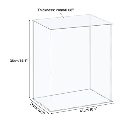 MECCANIXITY Acrylic Display Case Plastic Box Cube Storage Box Clear Assemble Showcase 16.1x10.2x14.1 Inch for Collectibles - size: 16.1x10.2x14.1 Inch