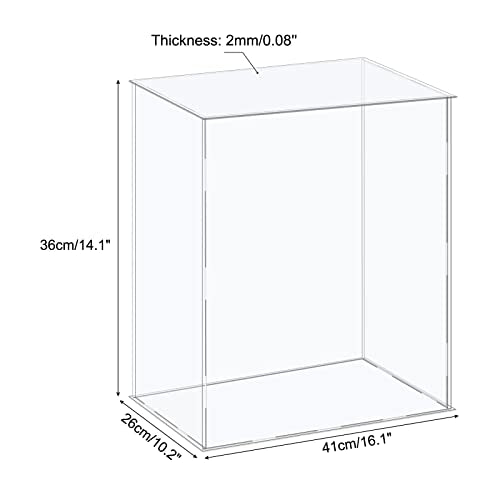 MECCANIXITY Acrylic Display Case Plastic Box Cube Storage Box Clear Assemble Showcase 16.1x10.2x14.1 Inch for Collectibles - size: 16.1x10.2x14.1 Inch