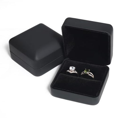 Velvet Ring Gift Box, Small Jewelry Earring Studs Holder Case for Wedding Day, Proposal, Engagement, Anniversary, Ring Display Storage Box for Women Girl (Black S) - color: Black S