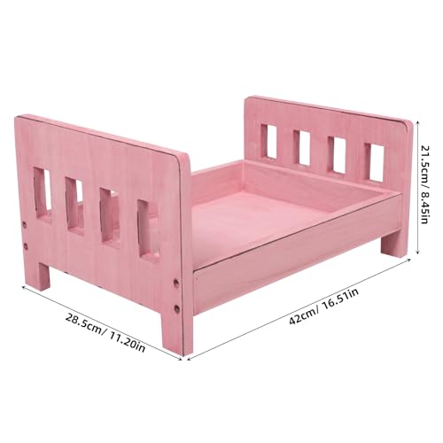Cabilock Newborn Photography Prop Bed, Handcrafted Rustic Wooden Baby Photo Bed, Detachable Studio Photoshoot Props, 16. 53 X 11. 22 X 8. 46 Inches, Pink - color: Pink
