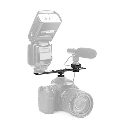ChromLives 8'' Cold Shoe Extension Bar, Flash Straight Bracket, Camera Dual Mount Flash Bracket Compatible with Nikon Canon Sony Olympus DSLR Camera Camcorder DV - color: Dual camera mount