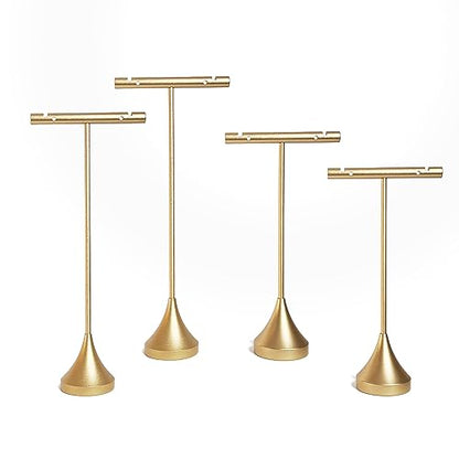 4pcs Gold Earring Display Stands For Selling Earring T Stand Retail Display Holder for Show, T Bar Jewelry Organizer for Show Online Store Photography Props