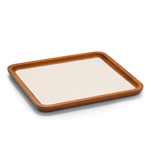 Oirlv Solid Wood Jewelry Tray Jewelry Display Holder Showcase Watch Display Organizer (Medium, Creamy-white) - color: Creamy-white, size: 7.87"x 7.08"x 0.59"