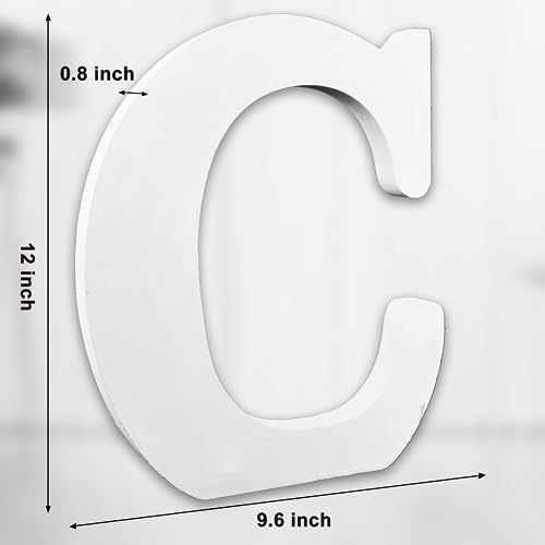 AOCEAN 12 Inch White Big Wood Letters Unfinished Wooden Letters for Wall Decor Decorative Standing Letters Slices Sign Board Decoration for Craft Home Party Projects (C) - color: C