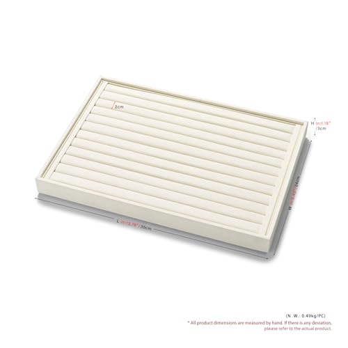 11 Slots Microfiber Ring Earrings Trays Jewelery Tray Ring Earrings Organizer Tray For Rings, Earrings, Coins, Brooches Organizer (White) - color: Beige, size: 11 Slot