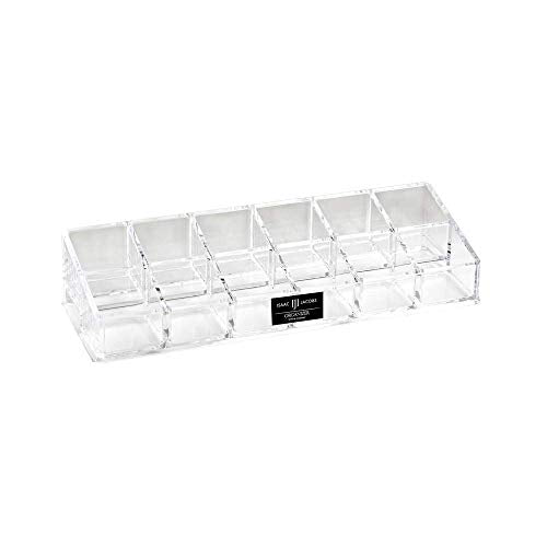 Isaac Jacobs Clear Acrylic 12 Compartment Nail Polish Holder, Organizer for Makeup, Essential Oils, Storage Solution, Rack Display (2 Rows (x6)) - size: 2 Rows (x6)