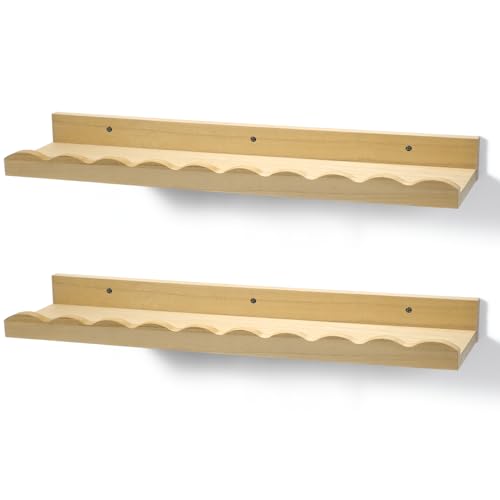Suzile 2 Pcs Scalloped Shelves Wall Floating Shelves Set for Room, Bathroom, Bedroom, Cute Room Decor Aesthetic and Books, Toys, Photo Frames Storage(23",Natural) - color: Natural, size: 23"