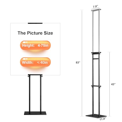 WHAUU 6Pack Sign Holder Display Stand,Heavy Duty Adjustable Pedestal Sign Stand Up to 75 inch,Double-Sided for Board & Foam,Sign Stand with Base,Fit Wedding,Restaurant,Business(Poster not Included) - size: 75 inch-6PACK