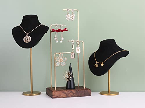 2pcs Black Ring Display - Wedding Ring Holder for Nightstand, 2" & 3.1" Heights - color: Black