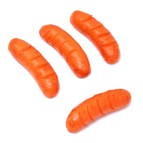 4PCS Funny Artificial Hot Dog Fake Lifelike Sausage Model Ornament Simulated Food Photography Props for Home Party Tabletop Decoration