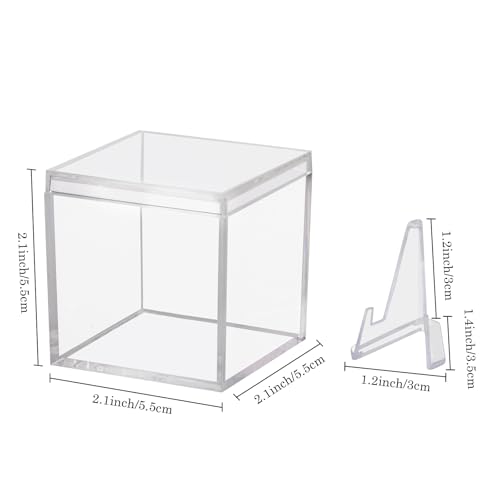 4 Pack Championship Ring Display Case Clear Acrylic Ring Case Display Box for Sports Baseball Softball Football Basketball Single Ring Coin Holder Stand, 2.16 Inch - size: 4 Pack