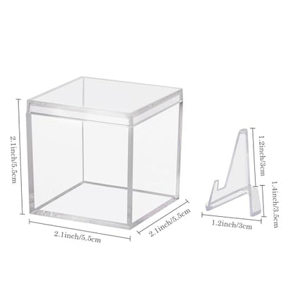 4 Pack Championship Ring Display Case Clear Acrylic Ring Case Display Box for Sports Baseball Softball Football Basketball Single Ring Coin Holder Stand, 2.16 Inch - size: 4 Pack