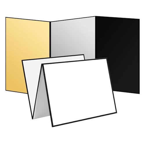 Meking 17" x 12" Light Reflector, 4 in 1 Photography Reflector Cardboard, Folding Light Diffuser Board for Food and Product Photography Lighting - White/Black/Glod/Silver, 2 Pack - size: 2PCS 17x12"