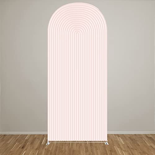 HUAYI Flesh Pink Ripples Pattern Arch Backdrop Cover for Birthday Party Wedding Baby Shower Decorations Chiara Backdrops Arched Wall Frame Stands Covers Props GP-459 3ft * 5ft - color: GP-459-Arch Cover, size: W3ft by H5ft (90cm by 150cm)