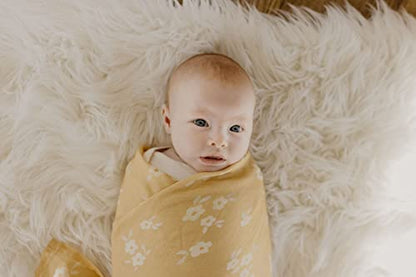 Mini Wander Swaddles for Newborns Muslin Swaddle Blankets - Breathable Soft Gender Neutral Receiving Blanket Baby Essentials | 47 x 47 Cotton - Blankets (Buttercup) - color: Buttercup