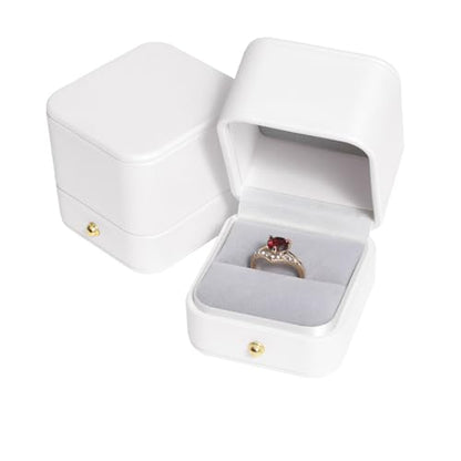 Velvet Ring Gift Box, Small Jewelry Earring Studs Holder Case for Wedding Day, Proposal, Engagement, Anniversary, Ring Display Storage Box for Women Girl (White S) - color: White S