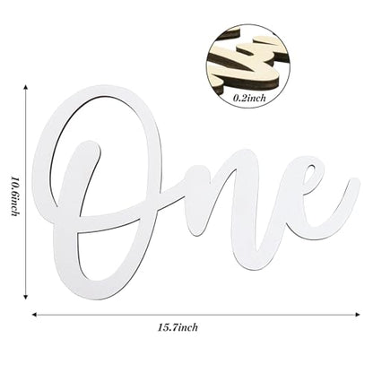 Wooden One Sign for First Birthday Decorations, Wooden Cutout White Letter One Photo Prop for 1st Birthday Party Banner Wall Décor Backdrop