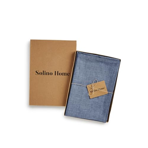 Solino Home Linen Cloth Napkins Set of 4-100% Pure Linen Blue Denim Dinner Napkins 20 x 20 Inch for Spring, Summer - Athena, Handcrafted and Machine Washable - color: 07: Blue Denim, size: 20" x 20" (Set of 4)