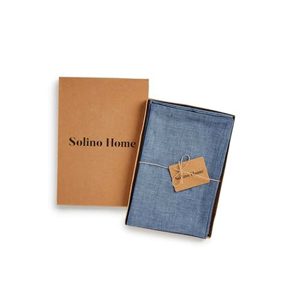 Solino Home Linen Cloth Napkins Set of 4-100% Pure Linen Blue Denim Dinner Napkins 20 x 20 Inch for Spring, Summer - Athena, Handcrafted and Machine Washable - color: 07: Blue Denim, size: 20" x 20" (Set of 4)