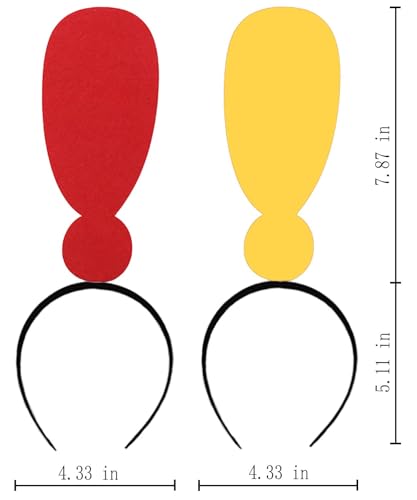 2Pcs Funny red heart headbands Set for Concerts, Halloween, Cosplay & Photo Props - Soft Stretchy Headbands - color: Exclamation Mark Headband 2
