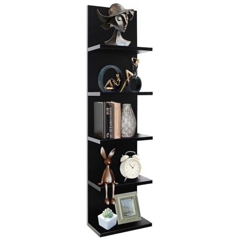 Homaterial 5 Tier Wall Shelf, Wall Mounted Shelves Unit for Living Room Bedroom, Floating Shelves Decor Organizer Tall, Black - color: Black, size: Big 5 Tier|47.2"Height