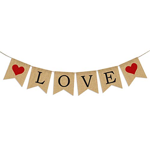 LOVE Burlap Banner | Valentines Day Decorations | Valentines Garland | Valentine Photo Props | Engagement Banner Decorations | Wedding Banner Decorations | Anniversary Banner Decorations