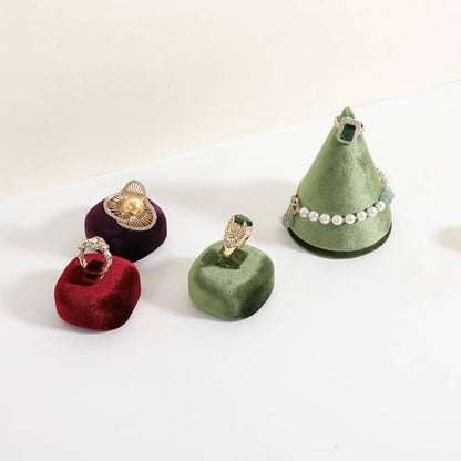Cute Single Ring Holder for selling, Velvet Ring Display Stand for Jewelry Show, Jewelry Storage Display【Green】 - color: Green