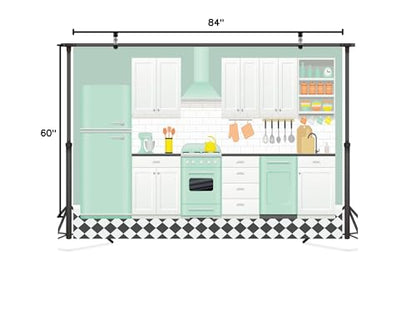 Fabric 7x5ft Cartoon Kitchen Backdrop Kids Baking Cooking Background for Photography Kitchen Theme Cooking Party Decor Online Bake Class Banner Baby Children Easter Photoshoot Photo Props - size: 7x5FT